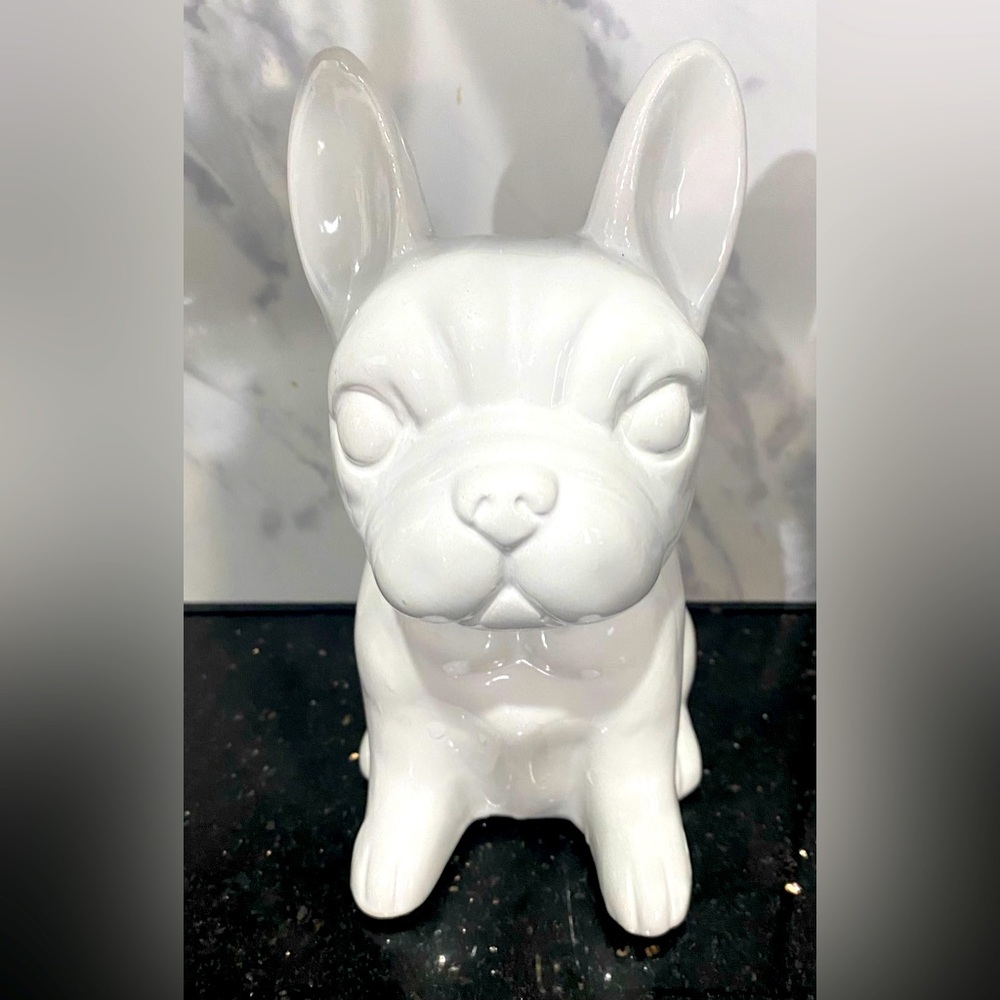 Apropos Home Collection White Bulldog Pet Ceramic Glazed Figurine Decor Statue